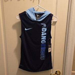 Nike 3Brand Sleeveless Hoodie Big Boys Navy Light Blue DANGERUSS M 10-12 NEW
